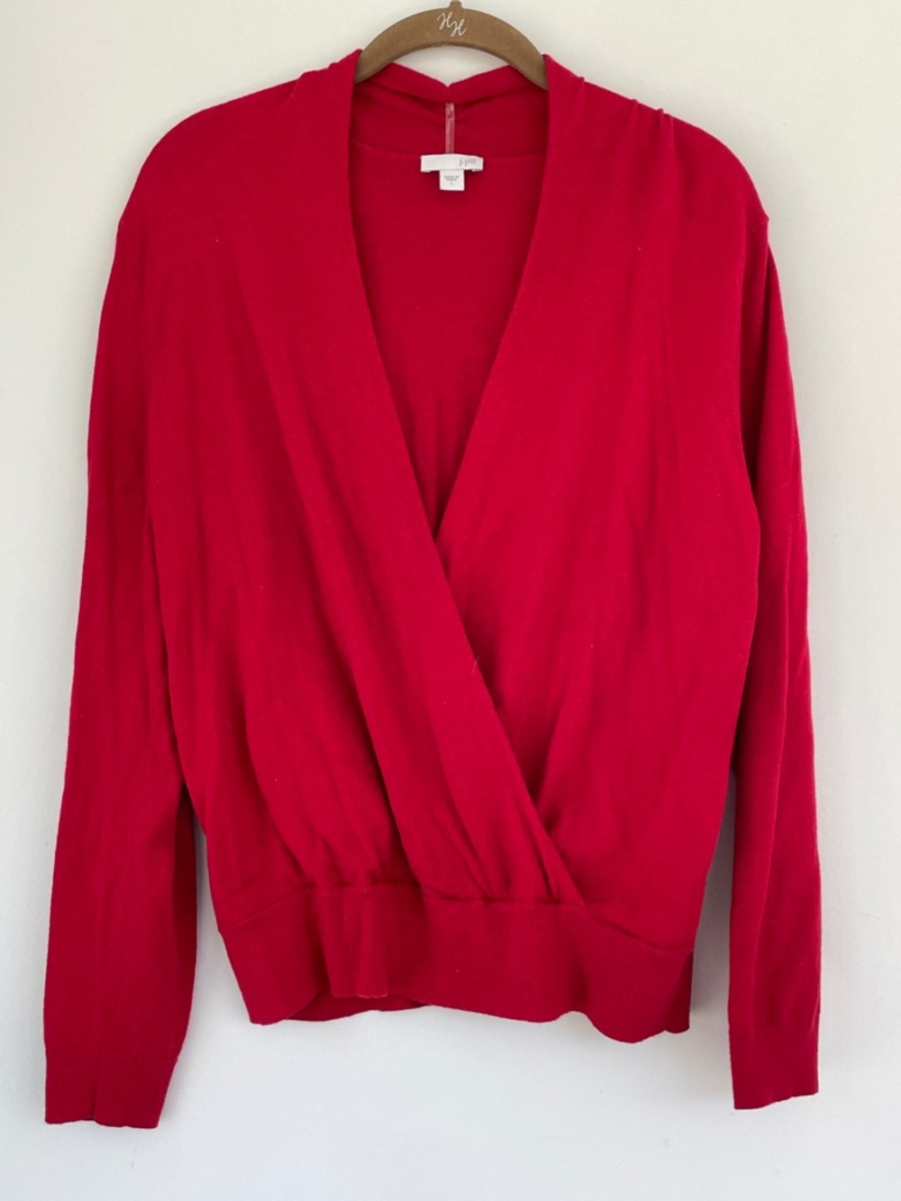 J. Jill Red V-Neck Wrap Sweater